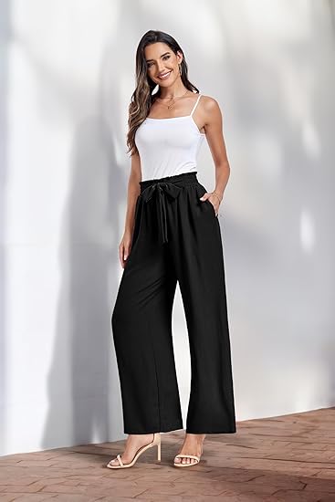 Women's wide-leg high-waist pants